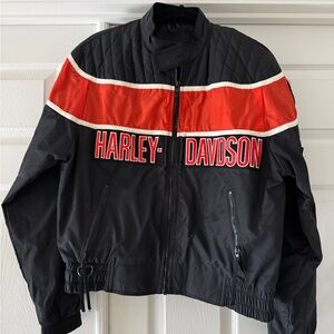 Vintage Harley-Davidson Black and Orange Racing Jacket